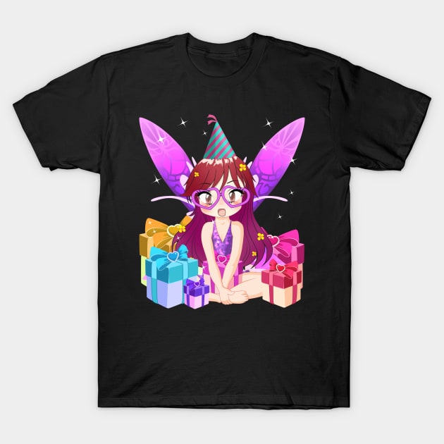 Cute Magical Fairy With Party Hat Birthday T-Shirt by TheBeardComic